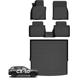 Wayhigh Floor Mats and Cargo Liner for Mazda CX50 2023-2026 (Not for Hybrid), All Weather TPE Car Mats Waterproof Heavy Duty Floor Liners, Floor Mats Custom Fit for CX-50 Accessories
