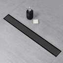 SaniteModar Linear Shower Drain,Black Shower Drain 32 inch with Flat and Tile Insert 2 in 1 Panel, AISI 304 Stainless Steel Black Linear Shower Drain with Hair Strainer and Leveling Feet