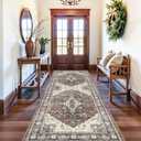 4x10 Wide Hallway Runner Rug: Vintage Washable Soft Rugs for Living Room Bedroom Water Resistant Carpet with Non-Slip Backing for Entry Kitchen Dining Room Thin Nursery Bathroom Floor Mat(Brown,4x10)
