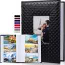 RECUTMS Photo Picture Album 4x6 300 Photos,Small Capacity PU Leather Album 4x6 Book Cover Wedding Family Photo Albums Holds 300 Horizontal Photos (Black)