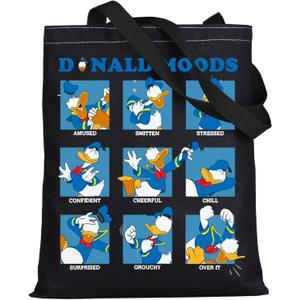 WZMPA Funny Duck Tote Bag Duck Lover Gift Cartoon Moods Reusable Grocery Bag Movie Merchandise