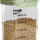 KTBLVFN Airtight Rice Storage Container,with Pour Spout & Measuring Cup, BPA-Free - Transparent Dry Food Canister for Cereal, Flour, Pet Food, Oatmeal, Pantry Storage (Light Grass Green, 2800ml)