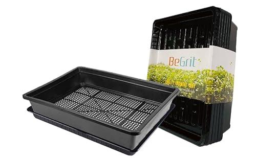 BeGrit Soil Blocking Trays 15x12 inch 5 Set/10 pcs Mesh Bottom Seed Starter Trays for Seedling, Microgreen, Soil Blocks, Wheatgrass