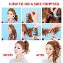 Benehair Messy Bun Scrunchie Hair Piece 32 inch DIY Wrap Around Ponytail Bleach Blonde Fluffy Pony Tail Curly Touseld Hair Bun Juva Bun Hairpiece Wavy Donut Synthetic Chignons for Women 85g