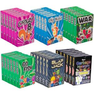Regal Games Card Games for Kids  Go Fish, Crazy 8's, Old Maid, Slap Jack, Garbage Monsters, War  Simple & Fun Classic Family Table Game Sets (6 x 6)