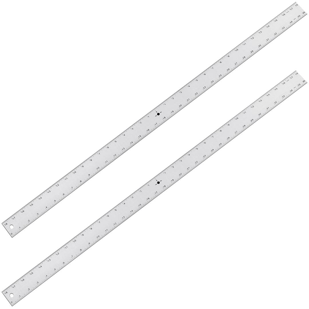 Tellegloww 2 Pack 36 Inch Center Finding Rulers Aluminum Metal Centering Ruler Tool Straight Edge for Woodworking Metal Work Construction and Around the Home