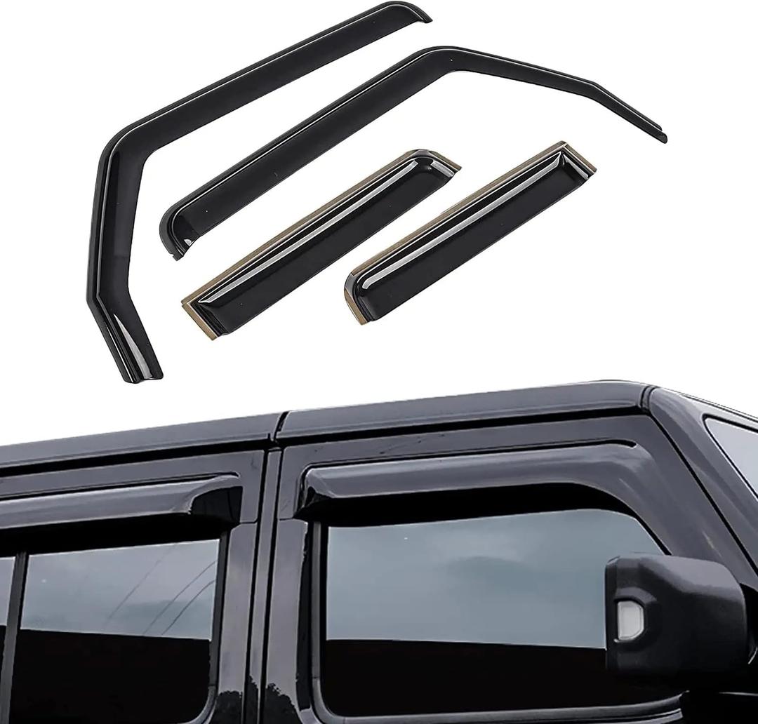 AUXMART Window Rain Guards for Jeep Wrangler JL/Gladiator JT 2018 2019 2020 2021 4-Door, in-Channel Side Window Deflectors Window Vent Visors (Not for JK, 4-Piece)