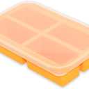 Bangp Silicone Freezer Tray for Soup Ice Cubes,1-Cup Freezing Tray with Lid for Meal Prep, Rice, Broth, Sauce, Leftovers. Makes 4 Perfect 1 Cup Portions. Oven & Dishwasher-Safe (Yellow)