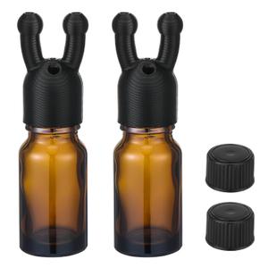 Chunful 2 Pack Essential Oil Inhaler Leakproof Double Hole Aroma Nasal Inhaler Inhaling Cap Mini Perfume Dispenser Bottle for Enhances Aromatherapy Inhalant Adults(Black)
