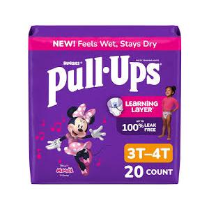PullUps Girls' Potty Training Pants, Size 3T4T Training Underwear (3240 lbs), 20 Count