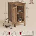 VASAGLE Side Table with Charging Station and Storage Cabinet, Nightstand, 18.9"D x 14.2"W x 24.8"H