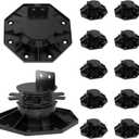 12Pack Adjustable Deck Support Pedestal Paver Deck Foundation Base, Height Adjustment Raising from 1-3/16" to 2-3/8"(Unilateral keel Slot) (12)
