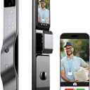 Smart Door Lock with Camera, 3D Face Recognition, Biometric Palm Vein Keyless Entry Deadbolt, Video Doorbell Intercom, Fingerprint, Passcode, Card, Touchscreen Keypad, Tuya App, Alexa, Front Door Home