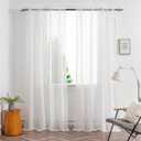 Ivory White Sheer Curtains 96 Inches Long, 2 Panels Set, Light Filtering Rod Pocket Window Drapes, Elegant Semi-Transparent Curtain Panels for Living Room, Bedroom, Each 50" W x 96" L