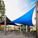 Royal Shade 10' x 10' x 10' Blue Triangle Sun Shade Sail RS-SLT, 95% UV Blockage, 200GSM Commercial Standard Heavy Duty, Water & Air Permeable Canopy Mesh for Patio (We Make Custom Sizes)