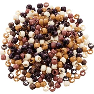 WILLBOND 300 Pieces Mini Hair Claw Clips for Braids for Girls, Mini Hair Beads Rainbow Tiny Plastic Jaw Clips for Women (Coffee Color)