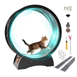 43.3" Cat Wheel for Indoor Cats, Large Cat Exercise Treadmill, Black