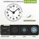 WallarGe Night Light Wall Clock for Bedroom - Silent Lighted up Wall Clock Glow in The Dark, Battery Operated Wall Clocks for Living Room/Kitchen, Easy to Read Large Digital Display, 12 Inch