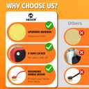 MEKER Grill Brush Bristle Free, Grill Cleaner Brush with 3 BBQ Replacement Head, Seamless Scraper Tool for Cast Iron, Stainless Steel Grates, Safe Grill Scraper Outdoor BBQ Grill, Red