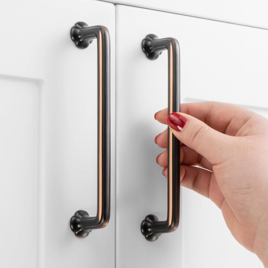 10 Pack 5 Inch Hole Centers, Oil Rubbed Bronze Cabinet Pulls Brushed Bronze Cabinet Handles Bronze Kitchen Hardware for Cabinets 2502 Drawers Bedroom Dresser Bathroom Vanity Cupboard Closet