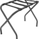 Folding Luggage Rack with Nylon Straps, Portable Suitcase Stand for Guest Room, Hotel, Bedroom, Camping, Travel Suitcase Holder, Black Metal Frame, 27.5 x 14.2 x 20.7 Inches