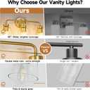 3-Light Bathroom Vanity Light Fixtures, 21 Inch Modern Industrial Golden Vanity Lights for Bathroom Light Fixtures with Bell Bubble Glass Shade Wall Sconce for Mirror, Bedroom, Hallway