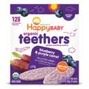 Pack Of 3 Happy Baby Gentle Teethers Organic Teething Wafers Blueberry Purple Carrot, 0.14 Ounce Packets (Box of 12) Soothing Rice Cookies for Teething Babies Dissolves Easily, Gluten Free No Artificial Flavor