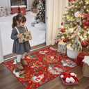 Anidaroel 2x3 Christmas Entryway Rug Non-Slip Indoor Holiday Christmas Rugs, Washable Small Kitchen Rugs Soft Xmas Throw Rug Ultra-Thin Indoor Door Mat for Entry Entrance Holiday Decor, Red