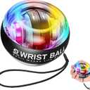 Wrist Trainer Ball Auto-Start Gyroscopic Forearm Exerciser Gyro Ball for Strengthen Arms, Fingers, Bones and MusclesBlack LED Light Model