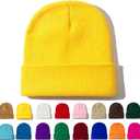 ZOORON Beanie for Women Men Ski Watch Cap Cuffed Plain Skull Knit Hat Soft Fisherman Winter Hat (Yellow)