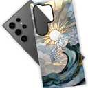 Case for Samsung Galaxy S23 Ultra,Ocean Waves Sunrise Phone Case Drop Resistant Glossy 2 in 1 Solid Dual-Layer Cover for Girl Women