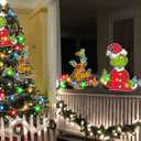 GYGOT 3 PCS Christmas Fence Peeker with LED Lights, Light Up Christmas Yard Decorations Outdoor, Christmas Decor for Tree Topper Fence Yard Garden Lawn