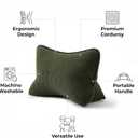 Pat. Pend. Corduroy Ergonomic Lumbar Support Pillow for Sitting Support, Triangle Back Cushion for Sofa, Armchair & Bed, Washable Cover, Avocado Green