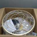 18 Inch Caged Ceiling Fans with Lights, Low Profile Crystal Fandelier Ceiling Fan with Lights and Remote & App Control for Low Ceilings Flush Mount Installation Indoor, Bulb Included Gold