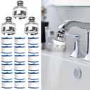 3 Pcs of Sink Water Filter and 18 Filter Elements Set, Sink Faucet Filter 360Rotating, Bathroom Sink Filter Removes Fluoride Hard Water, Faucet Filter Faucet Extender for Home Kitchen Sink