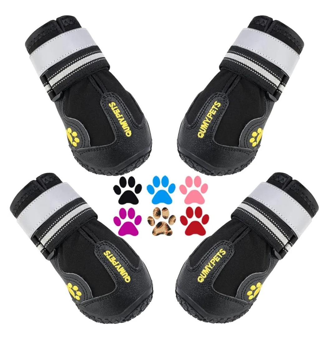 QUMY Dog Shoes for Dogs, Dog Boots & Paw Protectors for Winter Snowy Day, Summer Hot Pavement, Water-Resistant in Rainy Weather, Outdoor Walking, Indoor Hardfloors Skid-Resistant Sole (size:1)