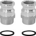 SAFBY 2 PCS Aluminum Global Type F Cam and Groove Hose Fitting, Plug x NPT Male with 2 PCS Camlock Gasket Fitting (1.5")