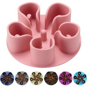 Slow Feeder Dog Bowls Insert, Bestalk Soft Silicone Slow Eating Dog Bowl Insert with Suction Cups for Small, Medium and Large Dogs (Pink, S)