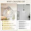 KoKo&Yukina 8" Nickel Globe Pendant Light 2 Pack Ribbed Glass Pendant Lights Kitchen Island Height Adjustable Mid-Century Modern Island Pendant Lights for Dining Room Hallway Entryway (Bulbs Included)