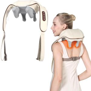 KppeX 4D Deep Cordless Neck Massager, Leg and Back Pain Relief Tissue Kneading, Shiatsu and Shoulder Massager Pillow,Gifts for Men or Women-Lvory White