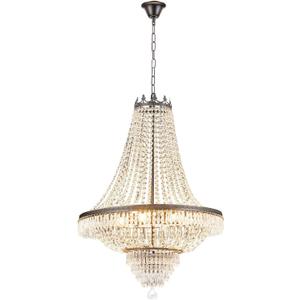 French Empire 9 Light Crystal Chandelier - Decorative Lighting for Living Room, Dining Room, Foyer - E12 (Black)