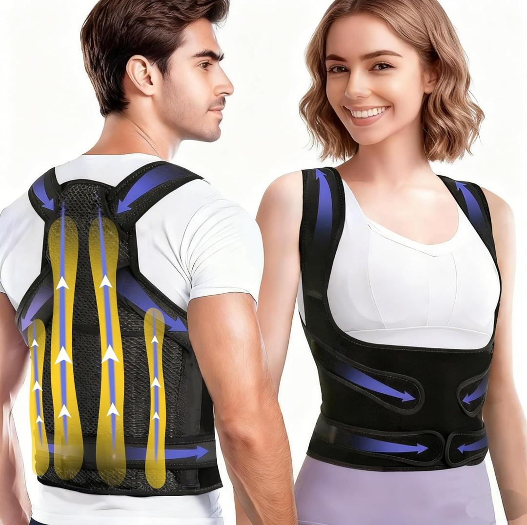 Posture Corrector Back Brace for Men & Women Relieve Back Pain & Improve Posture, Adjustable Upper & Lower Back Support (Small)