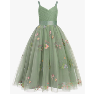 IBTOM CASTLE Flower Girls Dress Spaghetti Strap Long A Line Formal Wedding Pageant Princess Birthday Party Dance Gown