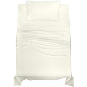 ROYALE LINENS 100% Organic Cotton Twin Sheet Set - Percale Weave - 3 Pieces Set - 1 Flat, 1 Deep Pocket Fitted Sheet and 1 Pillowcases - Ivory Bed Sheets - Sbanas Twin - Crisp Cool (Ivory)