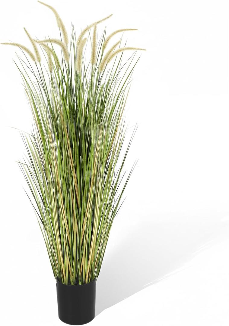 KOL Artificial 5ft Horsetail Reed Grass 59in Tall Faux Grass Plant in Pot, Indoor Outdoor Artificial Greenery for Home, Office, Wedding & Party Decor