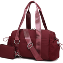 ERTUNA Everyday Mini Gym Bag for Women 2.0, Small Tote with Zipper Compartment Waterproof Travel Duffle Cute Handbag Workout Carry On with Removeable Shoulder Strap & Coin Wallet Easy to CleanWine