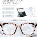 Reading Glasses for Women Men - Blue Light Blocking Magnifying Readers,Square Anti-Glare Computer Eyeglasses