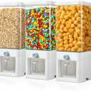 3 Pcs Cereal Dispenser Countertop 3.75L Cereal Containers Storage Dispenser with Lid Plastic Candy Rice Dry Food Containers for Kitchen Snack Grains Pantry Nuts Oatmeal(White)