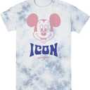 Disney Characters Mickey Icon Young Men's Short Sleeve Tee Shirt (X-Large, White/Blue)