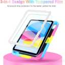 for iPad 10th Generation Kids Case for iPad (A16) 11th Generation Case 11 Inch (2025) Kids 10.9 Inch Rugged Heavy Duty Shockproof Protective Cover with Screen Protector Kickstand Strap, Candy Color